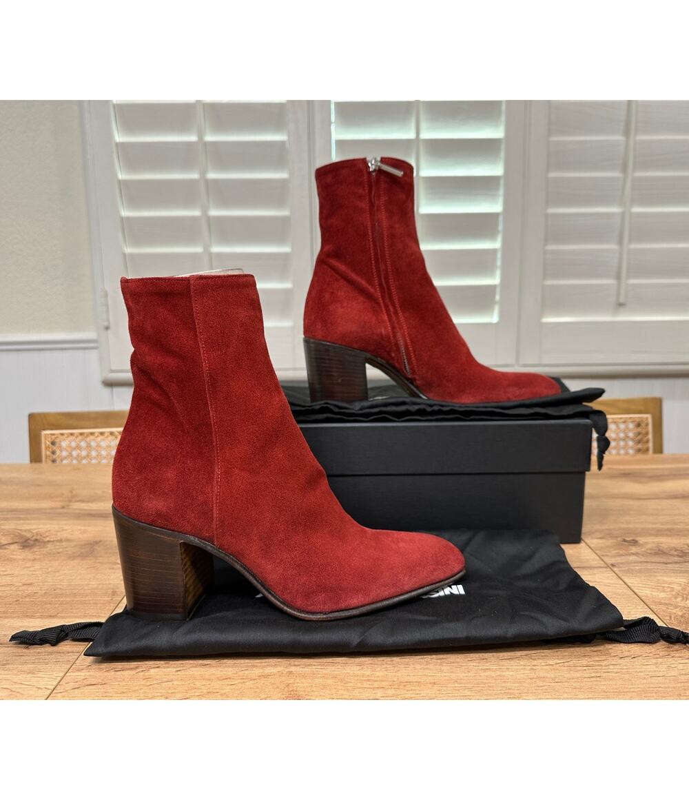 Alessandro Vasini Janis Boot Ruby Red Suede Size 9.5 US 39.5 NIB Luxury Italian
